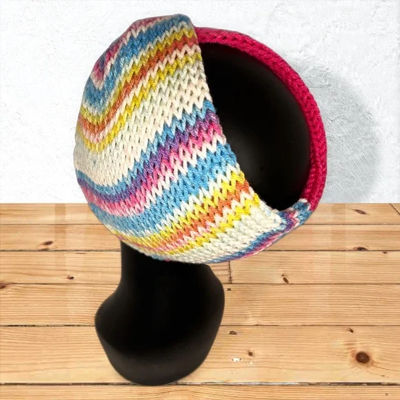 Handmade Knit Twist Ear Warmers Handcrafted Headband Hot Rose and Flapper Girl - Picture 7 of 9